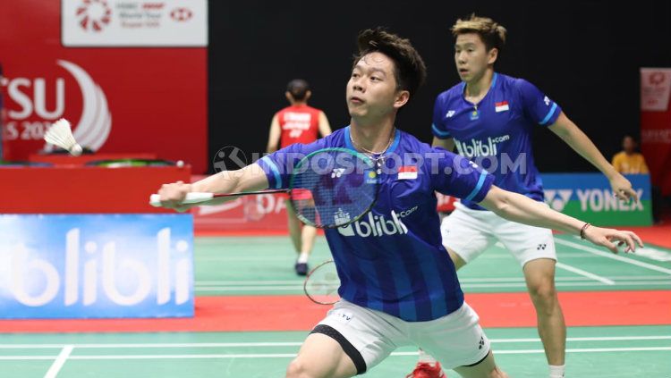 Kevin Sanjaya Sukamuljo/Marcus Fernaldi Gideon di perempatfinal Indonesia Masters 2020. Copyright: © Theresia Simanjuntak/INDOSPORT