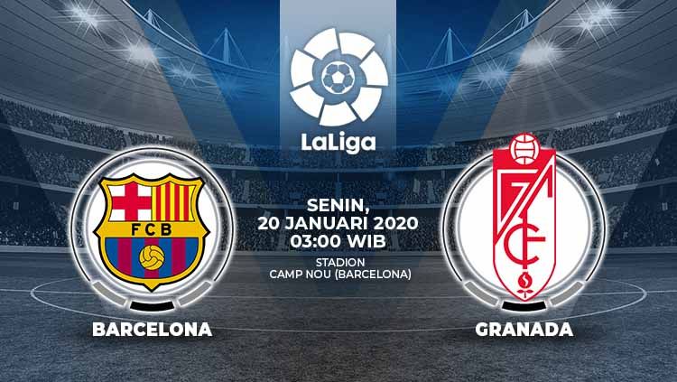 Granada akan menjamu Barcelona dalam laga lanjutan LaLiga Spanyol pekan ke-20 yang akan diselenggarakan di Los Carmenes pada hari Senin (20/1/2020). Copyright: © Grafis:Ynt/Indosport.com
