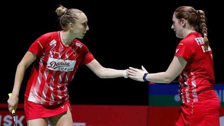 Pasangan ganda putri Denmark, Sara Thygesen/Maiken Fruergaard, memberikan reaksi mengejutkan jelang partai final Indonesia Masters 2020. Copyright: © www.bt.dk