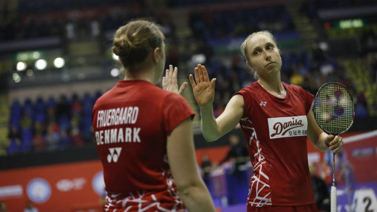 Ganda putri Denmark, Sara Thygesen/Maiken Fruergaard singkirkan pasangan unggulan 4 asal Jepang, Misaki Matsumoto/Ayaka Takahashi di Indonesia Masters 2020. Copyright: © Getty Images/On Man Kevin Lee