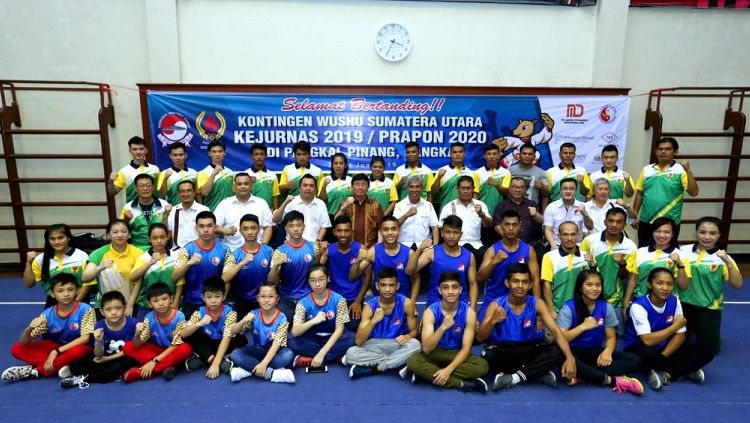 Skuat Wushu Sumatra Utara saat mengikuti Kejurnas 2019 atau Pra-PON 2020 lalu. Copyright: © Dok. Pribadi