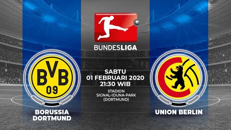 Berikut prediksi pertandingan antara Borussia Dortmund vs Union Berlin pada pekan ke-20 Bundesliga Jerman 2019-2020, Sabtu (01/02/20) WIB Copyright: © Grafis:Ynt/Indosport.com