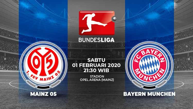 Berikut link live streaming pertandingan sepak bola kompetisi Bundesliga Jerman pada pekan ke-20 antara Mainz 05 vs Bayern Munchen. Copyright: © Grafis:Ynt/Indosport.com