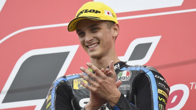 Pembalap SKY Racing Team VR46, Luca Marini, sukses menggebrak Moto 2 2020 di Sirkuit Jerez, Spanyol, Minggu (19/7/20). Copyright: © Mirco Lazzari gp/Getty Images