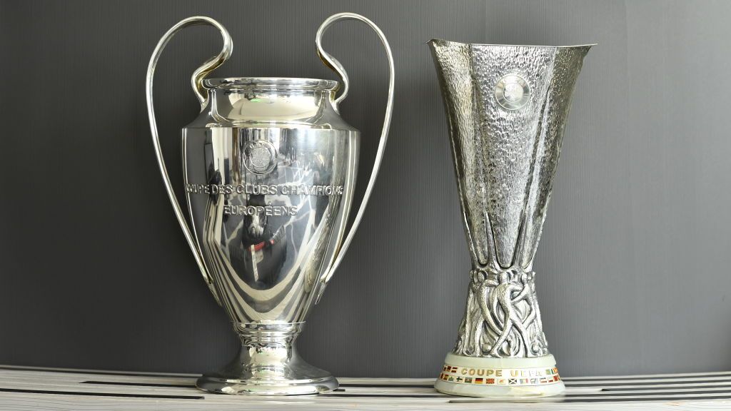 Trofi Liga Champions dan Liga Europa Copyright: © Harold Cunningham - UEFA/UEFA via Getty Images