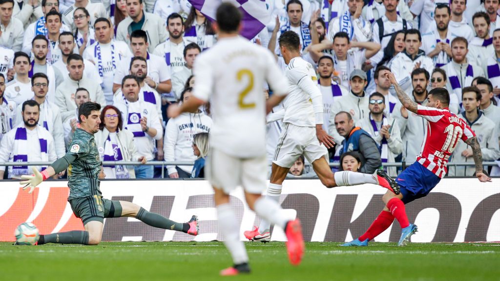 Momen pertandingan Derbi Madrid antara Real Madrid vs Atletico Madrid di LaLiga Spanyol Copyright: © David S. Bustamante/Soccrates/Getty Images