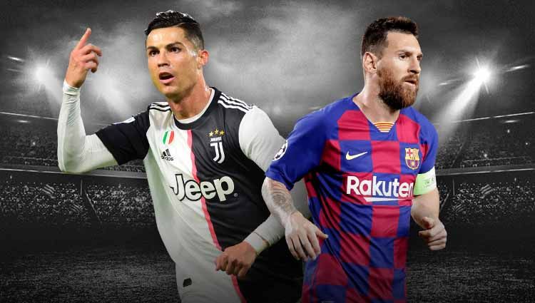 Megabintang Juventus Cristiano Ronaldo layak dapatkan julukan GOAT kalahkan Lionel Messi selaku striker Barcelona lewat lima rekor luar nalar ini. Copyright: © Grafis:Ynt/Indosport.com
