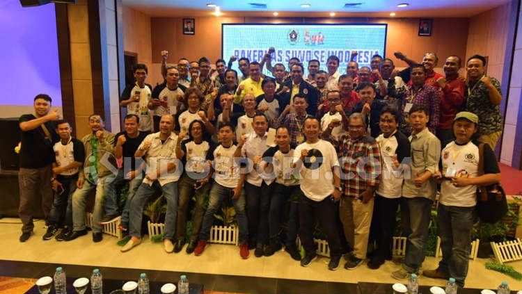 Menpora, Zainudin Amalia menghadiri rakernas Siwo PWI Indonesia. Copyright: &copy; INDOSPORT/Ronald Seger Prabowo