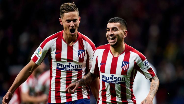 Selebrasi Angel Correa saat mencetak gol. Copyright: © Twitter.com/@Atleti