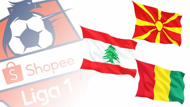 Shopee Liga 1, bendera Macedonia, Lebanon, dan Guinea. Copyright: &copy; Grafis:Ynt/Indosport.com