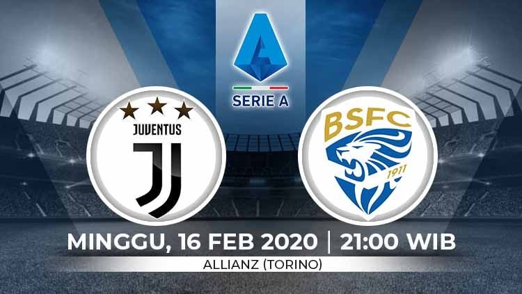 Juventus akan menjamu Brescia pada giornata ke-24 Serie A Italia. Pertandingan ini dapat disaksikan secara streaming, Minggu (16/2/20), mulai pukul 21:00 WIB. Copyright: © Grafis:Yanto/Indosport.com
