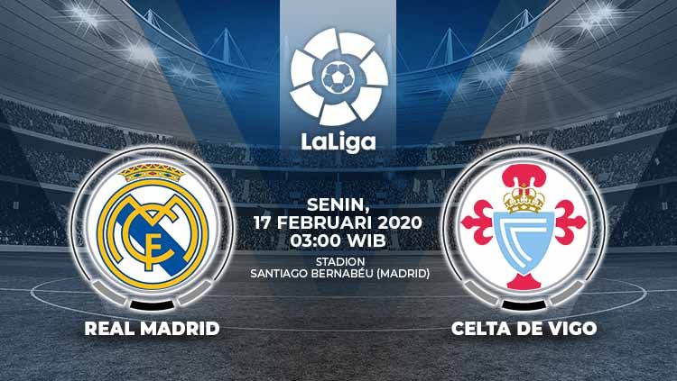 Berikut prediksi pertandingan LaLiga Spanyol antara Real Madrid vs Celta Vigo, Senin (17/02/20) pagi WIB. Copyright: © Grafis:Yanto/Indosport.com