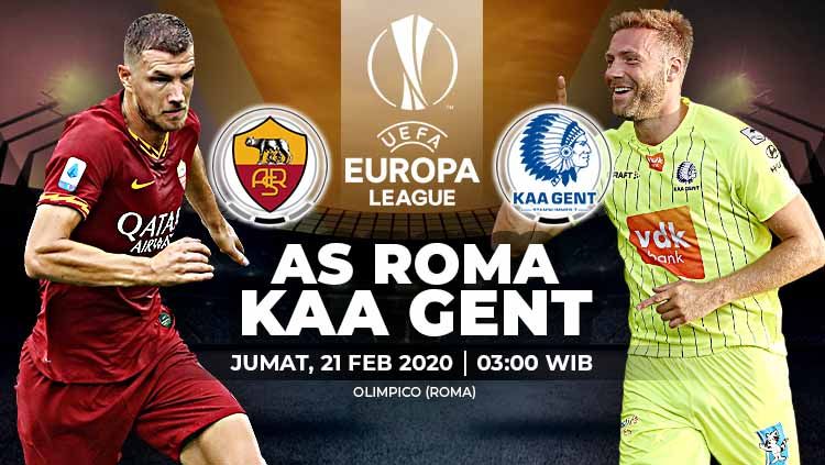Berikut prediksi pertandingan leg pertama 32 besar Liga Europa antara AS Roma vs Gent. Jumat (21/02/20). Copyright: © Grafis:Yanto/Indosport.com