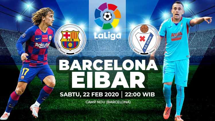 Berikut link live streaming pertandingan LaLiga Spanyol antara Barcelona vs Eibar yang berlangsung hari ini, Sabtu (22/2/20) pukul 22.00 WIB. Copyright: © Grafis:Yanto/Indosport.com
