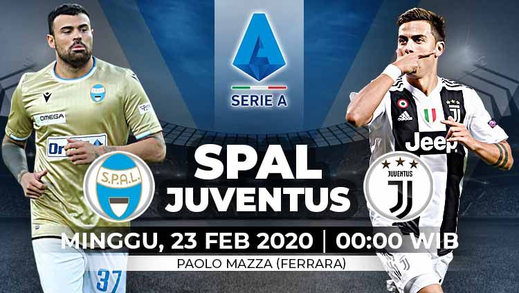 Berikut link streaming duel SPAL melawan Juventus dalam lanjutan pekan ke-25 Serie A Liga Italia, Minggu (23/2/20) dini hari WIB. Copyright: © Grafis:Yanto/Indosport.com