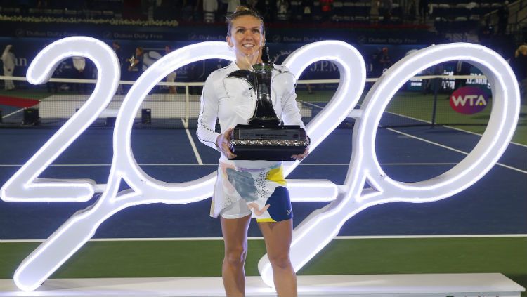 Simona Halep menang turnamen Dubai Duty Free Tennis 2020. Copyright: © Francois Nel/Getty Images