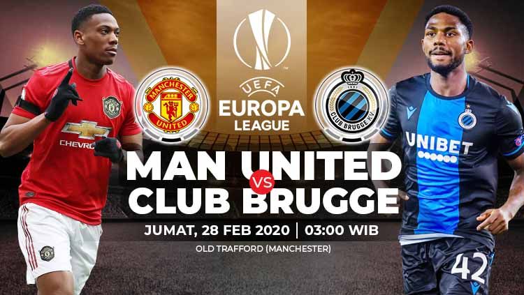 Manchester United akan menjalani laga hidup mati melawan Club Brugge pada leg kedua Liga Europa, Jumat (28/02/20) dini hari WIB di Old Trafford. Copyright: © Grafis:Yanto/Indosport.com