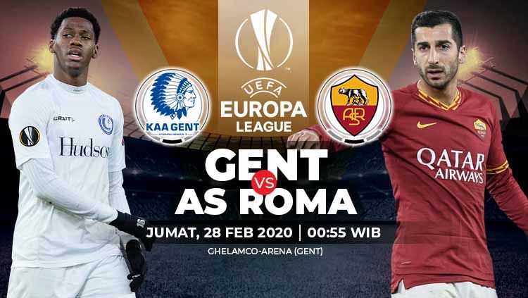 Link live streaming pertandingan leg kedua babak 32 besar Liga Europa antara KAA Gent vs AS Roma. Copyright: © Grafis:Yanto/Indosport.com