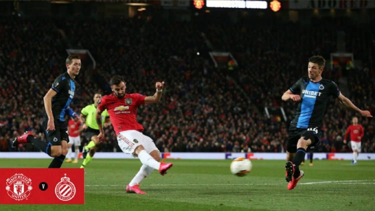 Manchester United berhasil menang mudah atas Club Brugge di leg kedua babak 32 besar Liga Europa 2019/20, Jumat (28/02/20) dini hari WIB. Copyright: © Manchester United