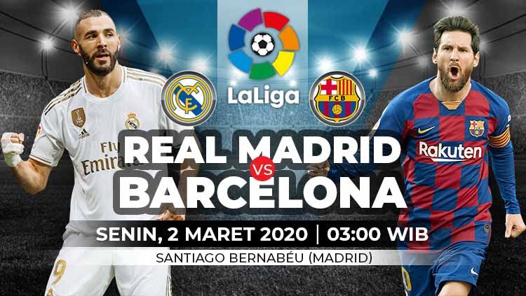 Laga panas akan terjadi pada pekan ke-26 LaLiga Spanyol 2019-2020 kala Real Madrid menjamu Barcelona dalam duel bertajuk El Clasico. Copyright: © Grafis: Yanto/INDOSPORT