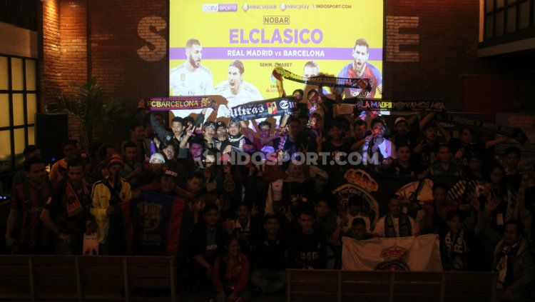 Acara nonton bareng El Clasico yang diadakan oleh MNC Vision dan MNC Play yang didukung oleh Bein Sport dan INDOSPORT. Copyright: &copy; Aziz Purnomo/INDOSPORT
