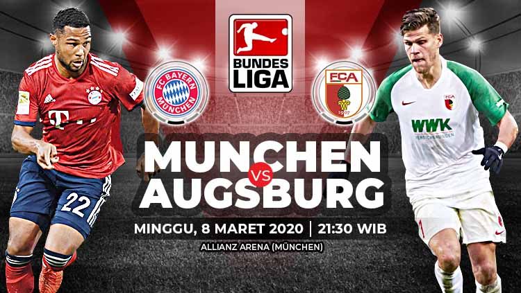 Berikut link live streaming pertandingan Bundesliga antara Bayern Munchen vs Augsburg yang akan diselenggarakan pada Minggu pukul (08/03/20) pukul 21.30 WIB. Copyright: © Grafis: Yanto/Indosport.com