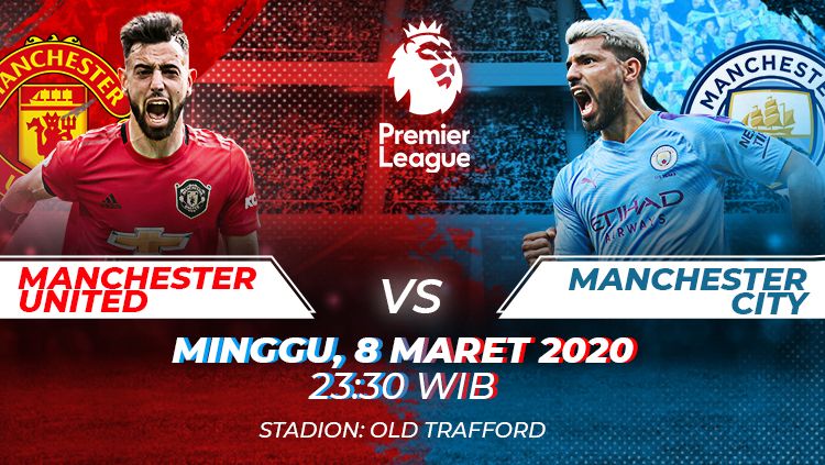 Berikut link live streaming pertandingan Manchester United vs Manchester City di pekan ke-29 Liga Inggris, Minggu (08/03/20) pukul 23.30 WIB. Copyright: © Grafis: Manda/Indosport.com