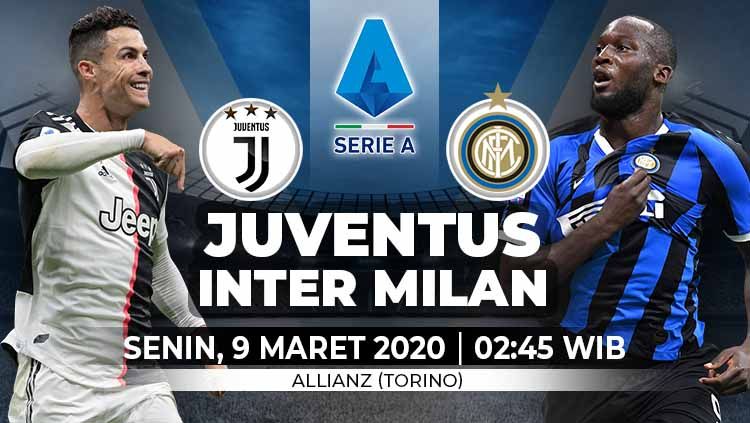 Juventus akan menjamu Inter Milan dalam laga lanjutan Serie A Italia pekan ke-26 yang akan digelar pada hari Senin dini hari pukul 02.45 WIB (9/3/2020) di Allianz Stadium. Copyright: © Grafis: Yanto/Indosport.com
