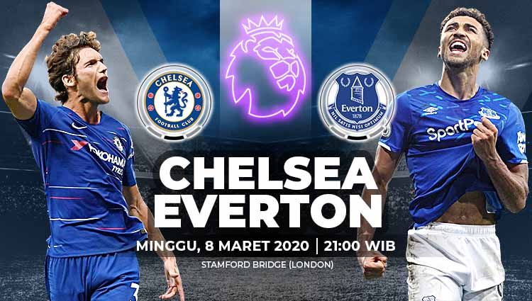Berikut ini adalah prediksi pertandingan antara Chelsea vs Everton dalam lanjutan Liga Inggris 2019/2020 pada Minggu (08/03/2020). Copyright: © Grafis: Yanto/Indosport.com