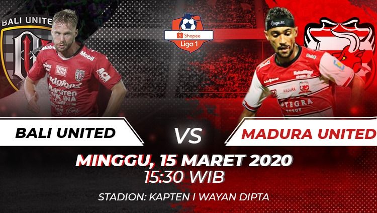 Berikut link live streaming pertandingan sepak bola Shopee Liga 1 Indonesia 2020 antara Bali United vs Madura United yang akan digelar Minggu (15/03/20). Copyright: © INDOSPORT
