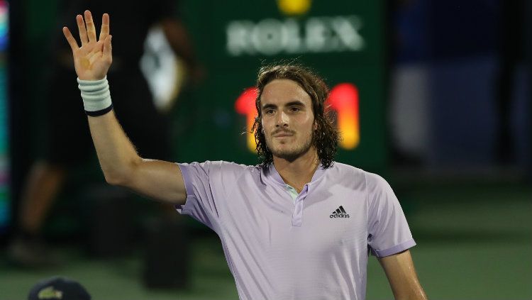 Stefanos Tsitsipas di turnamen tenis Dubai. Copyright: © Amin Mohammad Jamali/Getty Images