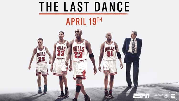 Serial dokumenter Michael Jordan dan Chicago Bulls, The Last Dance, mencetak rekor pada penayangan perdananya. Copyright: © Twitter@ESPN