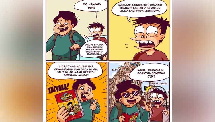 LaLiga mengeluarkan komik hasil kerjasamanya bersama Juki, serial komik populer di Indonesia, untuk memperkenalkan sepak bola Spanyol. Copyright: &copy; LaLiga