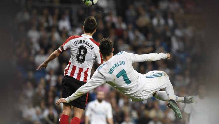 Gol terakhir Cristiano Ronaldo untuk Real Madrid di Santiago Bernabeu. Copyright: © LaLiga
