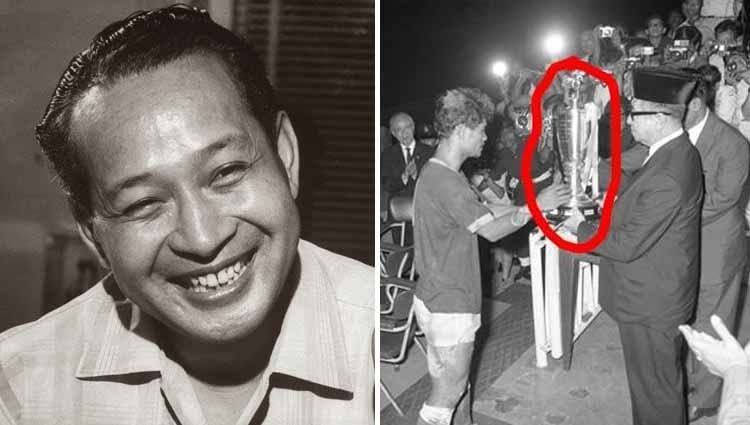 Mantan Presiden ke dua Soeharto dan penyerahan piala presiden di masa era Soeharto. Copyright: © Grafis: Yanto/INDOSPORT