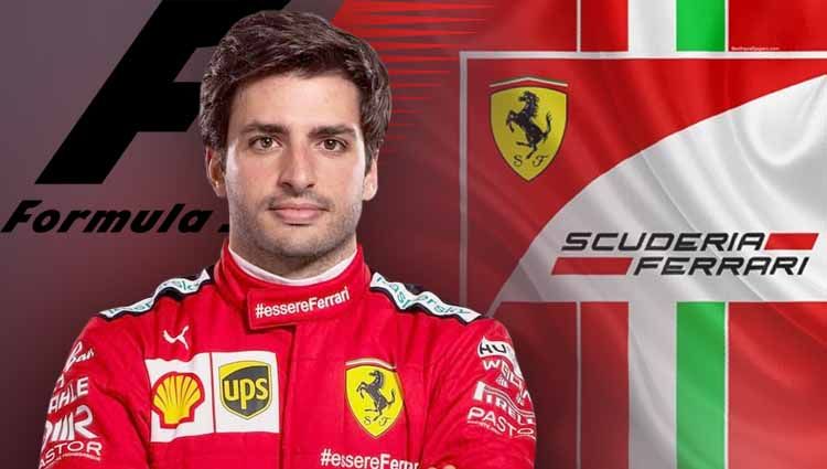 Tim Scuderia Ferrari resmi menunjuk Carlos Sainz Jr untuk menggantikan posisi Sebastian Vettel di Formula 1 (F1) 2021. Copyright: © Grafis: Yanto/INDOSPORT