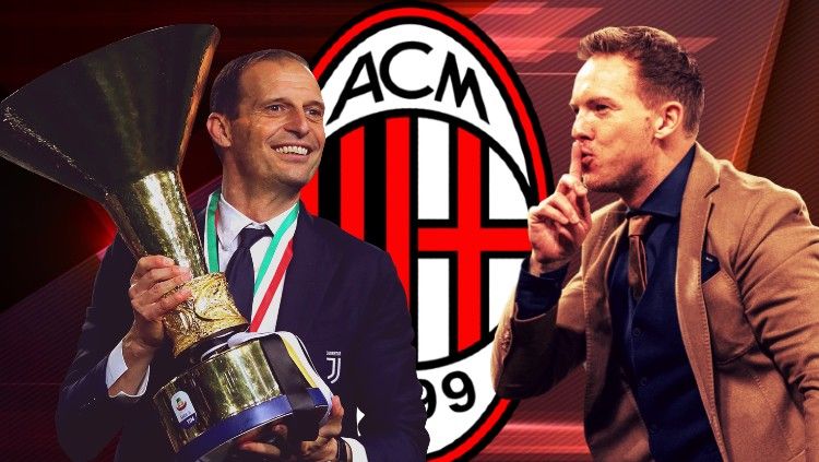 AC Milan, klub Serie A Italia, tampak mengalami kisah cinta segi empat dalam upaya mencari pelatih anyar. Copyright: © INDOSPORT