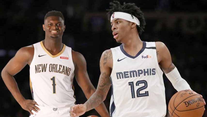 Meningkatnya performa New Orleans Pelicans dan Memphis Grizzlies, membuat nama Zion Williamson dan Ja Morant mencuat jadi kandidat Rookie of the Year NBA. Copyright: © Grafis: Yanto/INDOSPORT