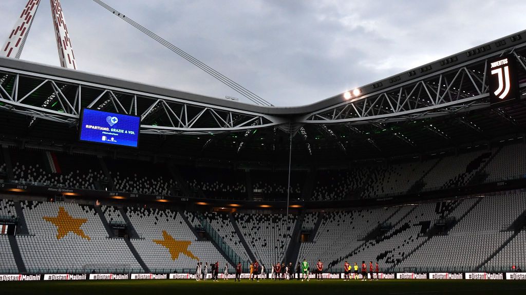 Semifinal Coppa Italia antara Juventus vs AC Milan di Allianz Stadium yang tanpa dihadiri penonton. Copyright: © Valerio Pennicino/Getty Images