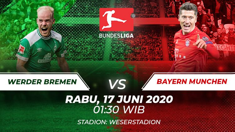 Bayern Munchen akan lakoni pekan ke-32 Bundesliga Jerman 2019-2020 lawan Werder Bremen pada Rabu (17/06/20), berikut prediksi lengkap pertandingannya. Copyright: © Grafis:Frmn/Indosport.com