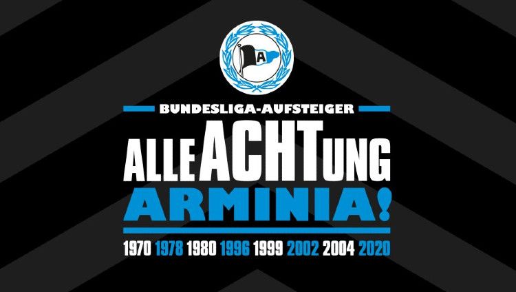 Berikut ini sekilas profil Arminia Bielefeld, klub yang sempat terlibat match fixing (pengaturan skor pertandingan) dan kini promosi ke Bundesliga. Copyright: © Twitter/@arminia