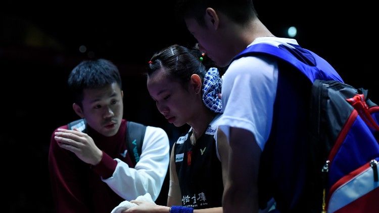 Pebulutangkis Taiwan, Tai Tzu Ying bersama sang pelatih, Lai Chien Cheng. Copyright: © Matt Roberts/Getty Images