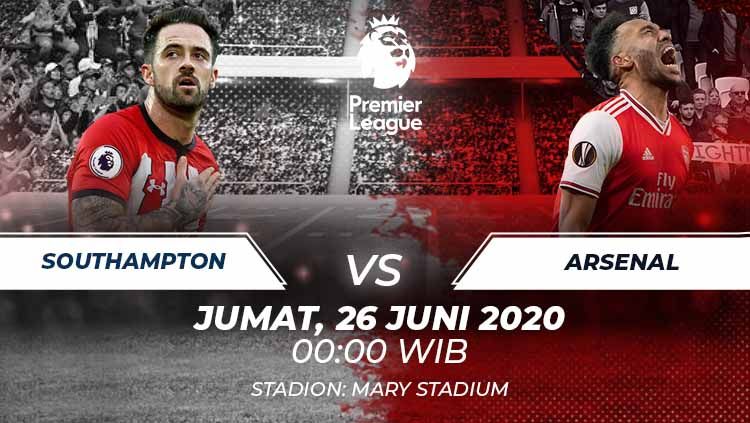 Berikut prediksi pertandingan sepak bola lanjutan kompetisi Liga Inggris pada pekan ke-31 antara tuan rumah Southampton vs Arsenal. Copyright: &copy; Grafis:Frmn/Indosport.com