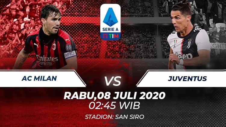 Berikut link live streaming pertandingan antara AC Milan vs Juventus di pekan ke-31 Serie A Italia, Rabu (08/07/20) pukul 02.45 dini hari WIB. Copyright: © Grafis:Frmn/Indosport.com