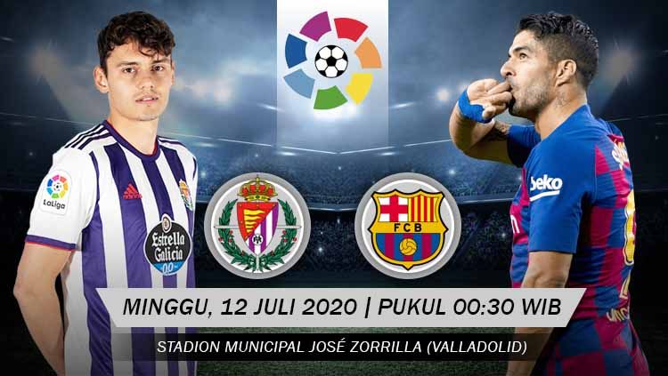 Berikut ini link live streaming pertandingan LaLiga Spanyol hari ini atau Minggu (12/07/20) pukul 00.30 WIB di Stadion Municipal José Zorrilla. Copyright: © Grafis: Yanto/INDOSPORT