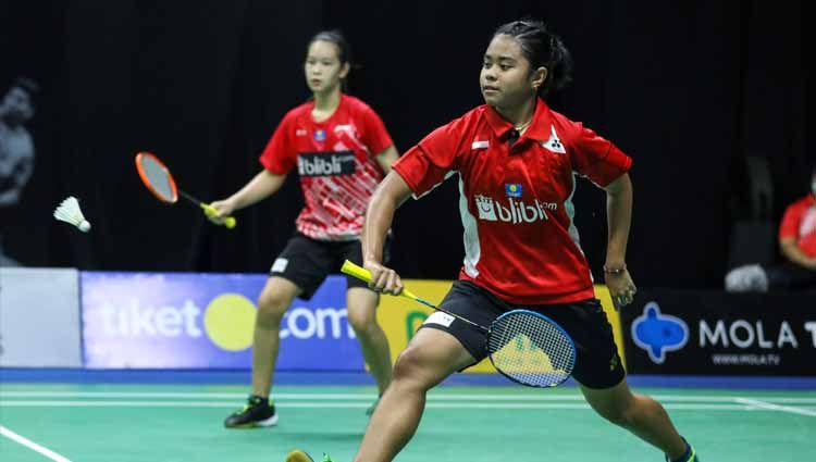 Pebulutangkis Indonesia, Kelly Larissa dan Savira Nurul Husnia berhasil melangkah ke babak 16 besar Denmark Junior International Series 2021 Copyright: © badmintonindonesia.org