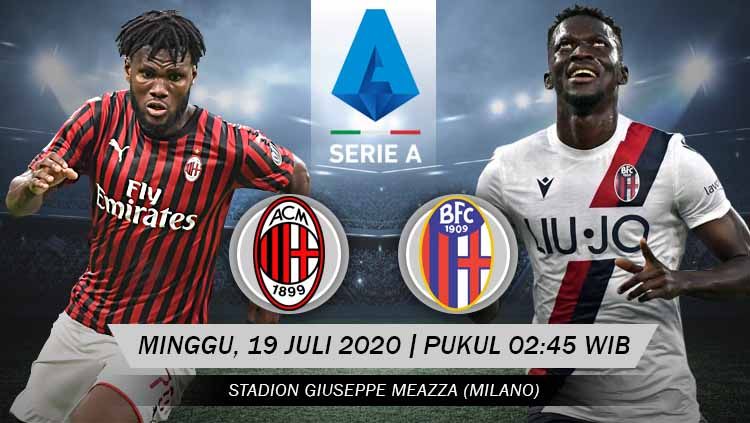Berikut prediksi pertandingan antara AC Milan vs Bologna di pekan ke-34, Minggu (19/07/20) dini hari WIB. Copyright: © Grafis: Yanto/INDOSPORT