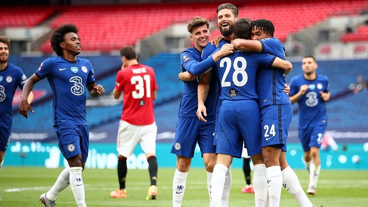 Chelsea berhasil melangkah ke partai puncak Piala FA 2019/20 usai membungkam Manchester United, Senin (20/07/20) dini hari WIB. Copyright: © Twitter Chelsea