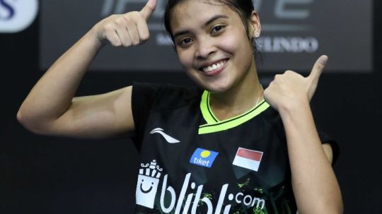 Gregoria Mariska Tunjung di Mola TV PBSI Home Tournament. Copyright: © Badminton Indonesia