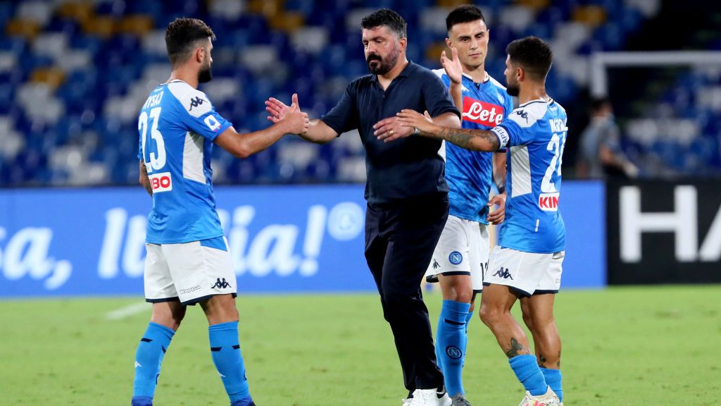 Pelatih Napoli, Gennaro Gattuso, bersama para pemainnya Copyright: © MB Media/Getty Images